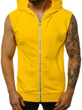 Summer Simple Sleeveless Zipper Running Fitness Hoodies for Men