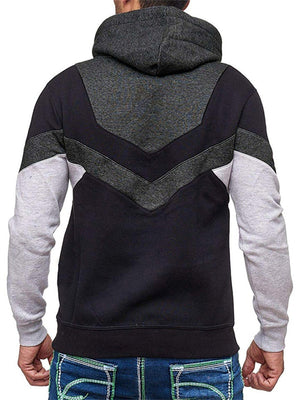 Winter Hooded Contrasting Pullover Loose Hoodies For Men