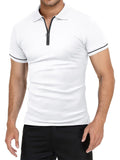 Men's Sporty Thin Breathable Short Sleeve Quarter-Zip Polo Shirt