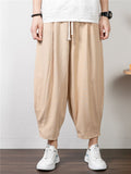 Mens Loose Comfy Linen Solid Color Hipster Pants