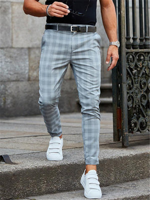 Men’s Casual Fit Button Up Multi Pocket Plaid Trousers