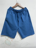 Mens Sports Loose Linen Drawstring Cropped Pants