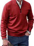 Men's Fashion Stand Collar Quarter Zip Sweaters