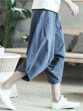 Casual Loose Vintage Linen Cropped Harem Pants