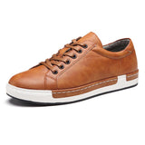 Mens Fashion Leather Lace-up Flat Casual Shoes