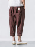 Men's Casual Loose Fashion Solid Color Linen Cropped Pants