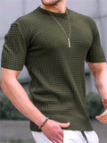 Men's Leisure Summer Small Square Round Neck Slim Fit T-Shirt