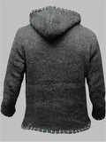 Men's Casual Long-Sleeved Color-Block Knit Hooded Sweater