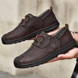 Mens Comfy Plus Size Stitching Print Lace Up Cargo Loafers