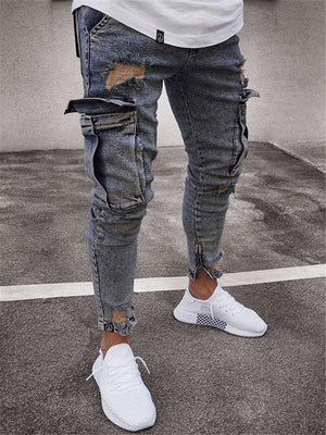 Fashion Pockets Ripped Skinny Jeans