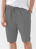 Mens Sports Loose Linen Drawstring Cropped Pants