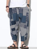 Fashion Loose Patch Linen Ankle Pants