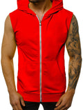 Summer Simple Sleeveless Zipper Running Fitness Hoodies for Men