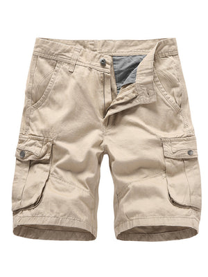 Mens Casual Multi-Pockets Outdoor Cotton Cargo Shorts