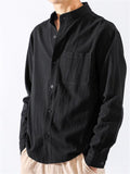 Casual Comfy Linen Cotton Mandarin-Collar Shirts For Men