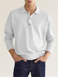 Men's V-neck Long Sleeve Polo Shirt for Autumn