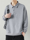 Stylish Autumn Pure Color Long Sleeved Lapel Men's Tops