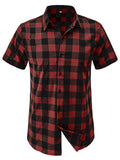 Hawaii Summer Short Sleeve Classic Plaid Lapel Shirt for Men