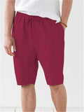 Mens Sports Loose Linen Drawstring Cropped Pants