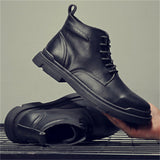 Men's Fashion Waterproof Mid Heels Genuine Leather Shoes