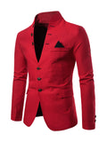 Mens Casual Solid Color Stand Collar Buttons Coats Blazers