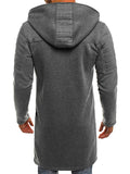 Men's Casual Striped Mid-Length Hooded Sweatshirt