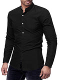 Spring Pure Color Fit Turn-down Collar T-shirts for Men