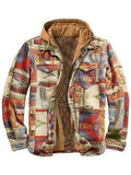 Comfy Creative Printed Zip Cotton Hooded Flannel Jacket