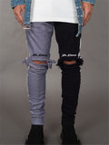 Mens Distreeed Patcwhork Street Denim Hispter Pants