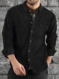 Men's Casual Button Up Corduroy Shirts for Autumn Winter