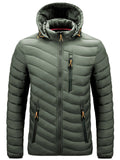 Mens Warm Lining Anti-Theft Padded Coats With Removable Hood