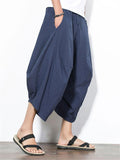 Casual Loose Vintage Linen Cropped Harem Pants