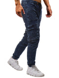 Men's Fashion Patchwork Skinny Fold Decor Jeans