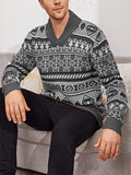 Mens Christmas Sweater Pullover Heart Snowflakes Reindeer Knitted Sweater