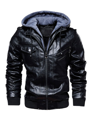 Mens Fashion Warm Windproof Motocycle Drawstring Hooded Jackets