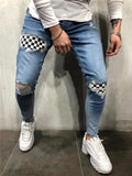 Casual Patch Ripped Denim Skinny Trousers