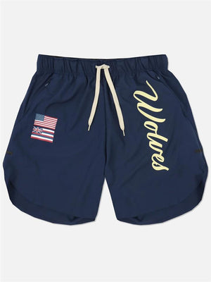 Men Flag Printing Sport Drawstring Shorts