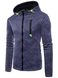 Men's Sport Casual Jacquard  Fleece Zipper Hoodie