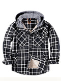 Stylish Warm Plaid Windproof Hooded Flannel Jacket Mens