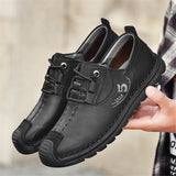 Mens Comfy Plus Size Stitching Print Lace Up Cargo Loafers