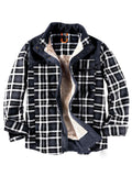 Stylish Corduroy Plaid Fleece Lining Thermal Cotton Lapel Cozy Shirt Jacket