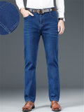 Loose Elastane Straight Breathable Denim Pants