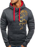 Stylish Pullover Drawstring Unique Dragon Print Hoodies for Men