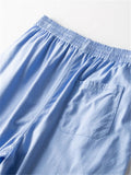 Mens Loose Breathable Straight Cotton&Linen Shorts