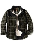 Stylish Corduroy Plaid Fleece Lining Thermal Cotton Lapel Cozy Shirt Jacket