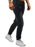 Men's Fashion Patchwork Skinny Fold Decor Jeans