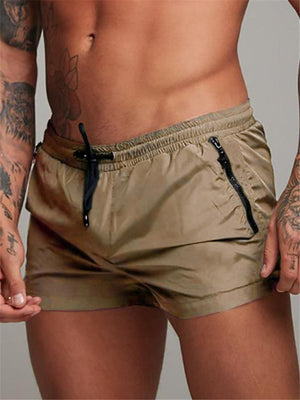 Mens Sporty Drawstring Quick-Dry Beach Shorts