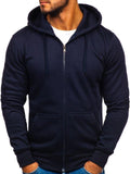 Men's Solid Color Casual Zipper Hooded Sweater