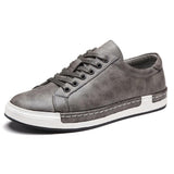 Mens Fashion Leather Lace-up Flat Casual Shoes