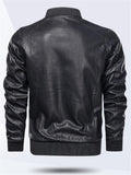 Cool Stand Collar Zip Leather Biker Jacket